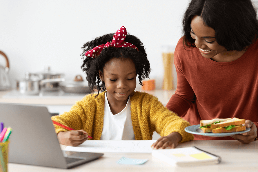 Mom brings daughter study snacks