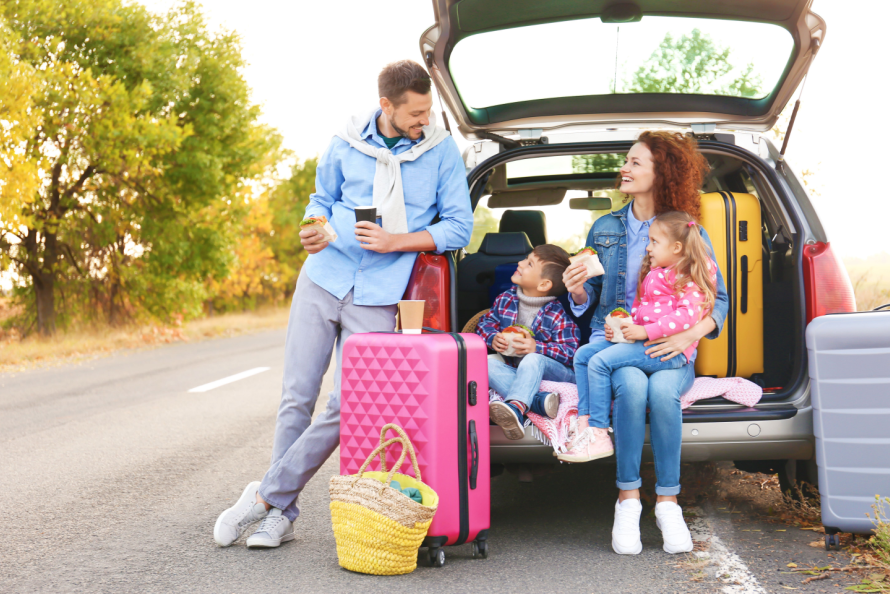 Family enjoying on the go snacks 