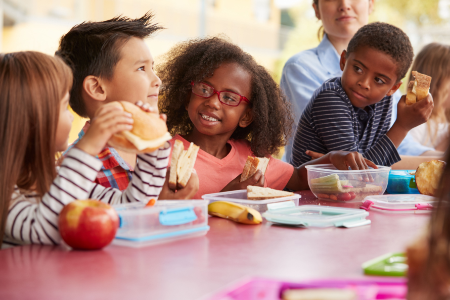 Kids enjoying classroom snacks