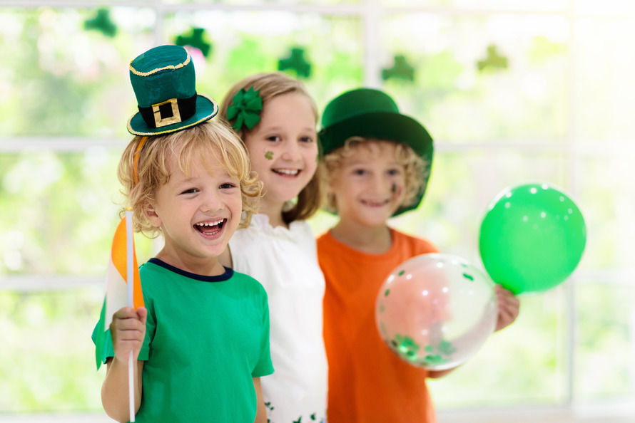 Children celebrating st. patrick’s day